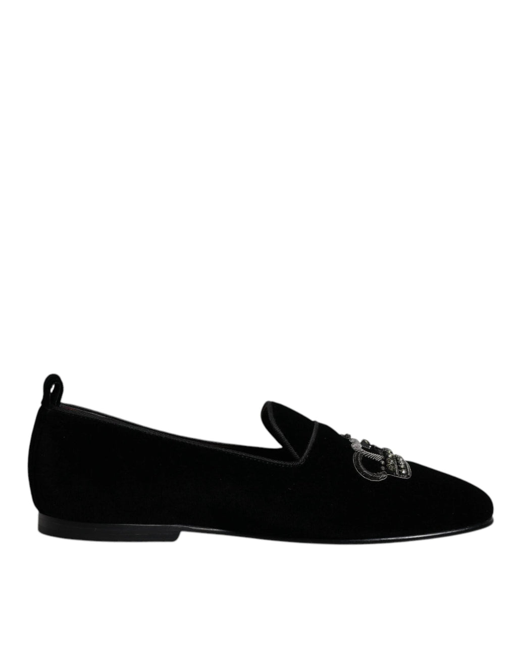 Dolce & Gabbana Black Velvet Crystal Crown Loafers Formal Dress Shoes by Dolce & Gabbana