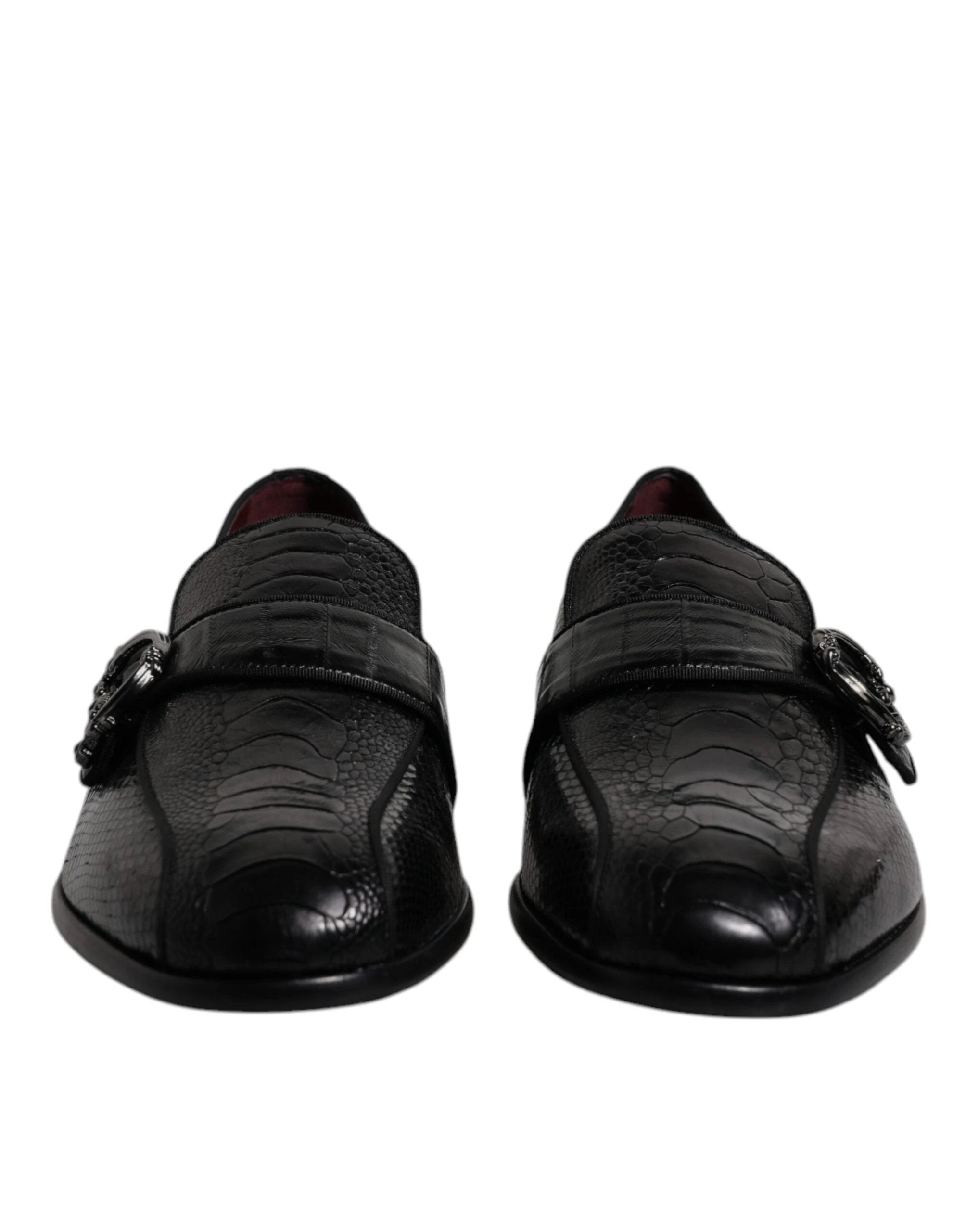 Dolce & Gabbana Black Exotic Leather DG Logo Loafers Formal Dress Shoes by Dolce & Gabbana