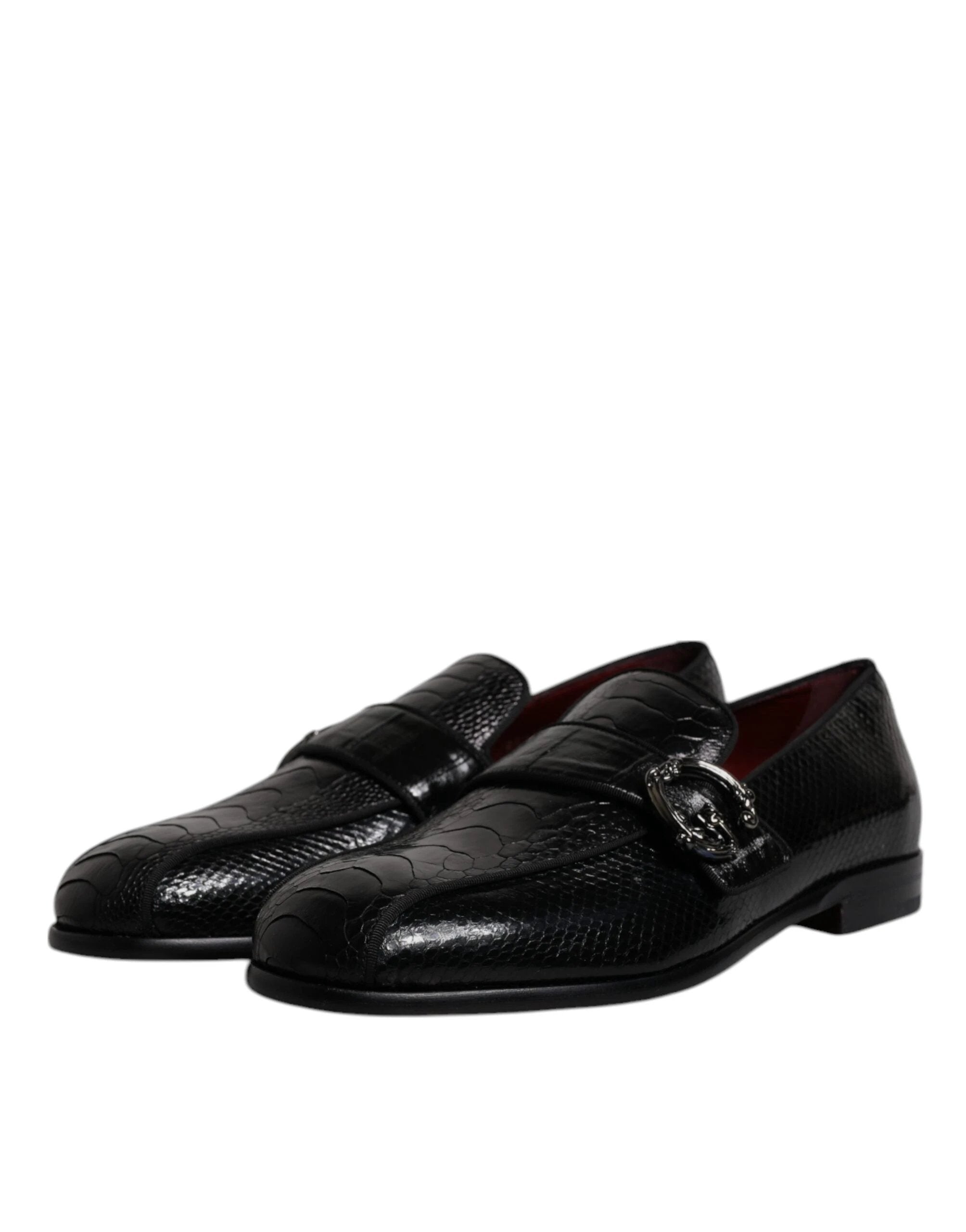 Dolce & Gabbana Black Exotic Leather DG Logo Loafers Formal Dress Shoes by Dolce & Gabbana