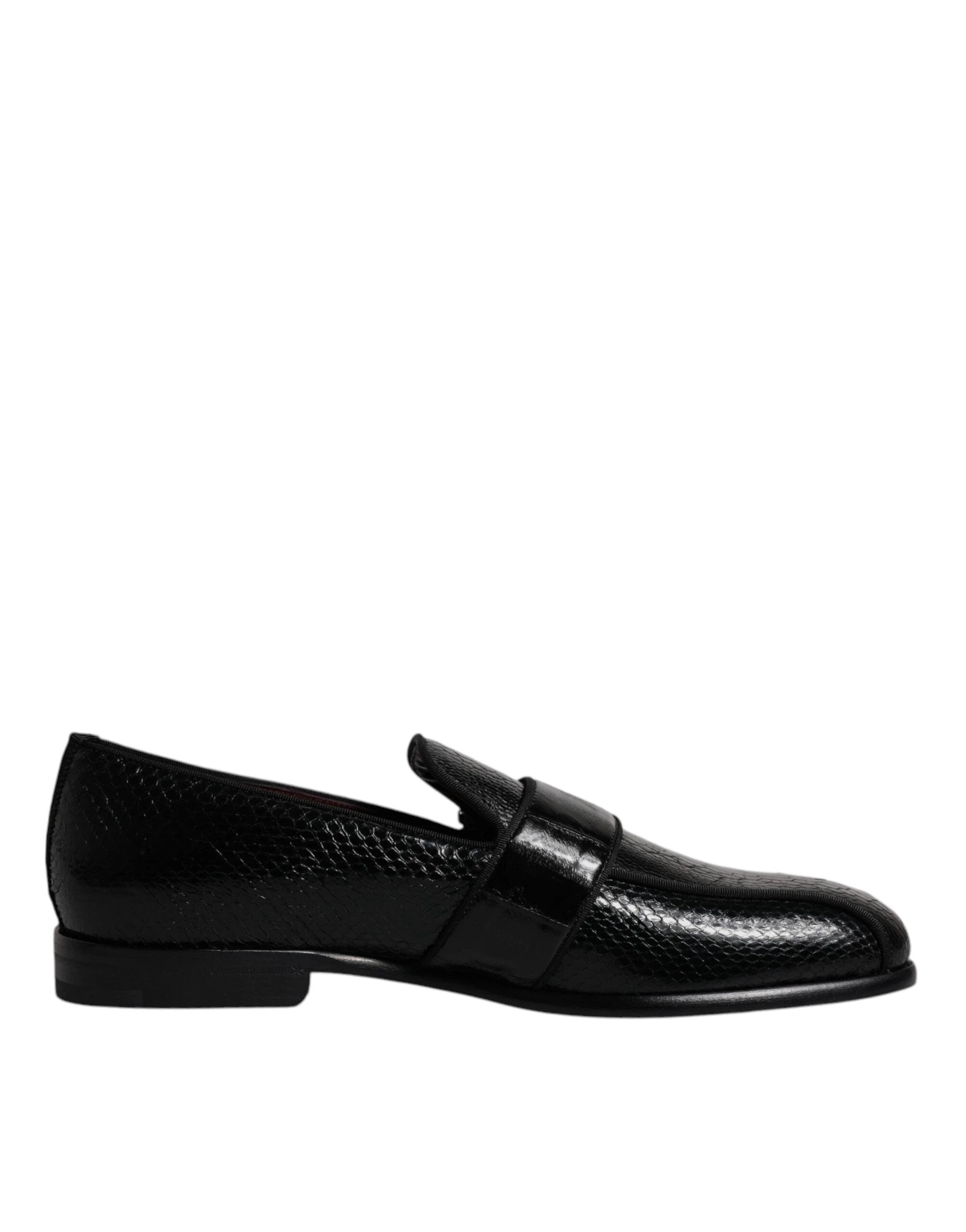 Dolce & Gabbana Black Exotic Leather DG Logo Loafers Formal Dress Shoes by Dolce & Gabbana