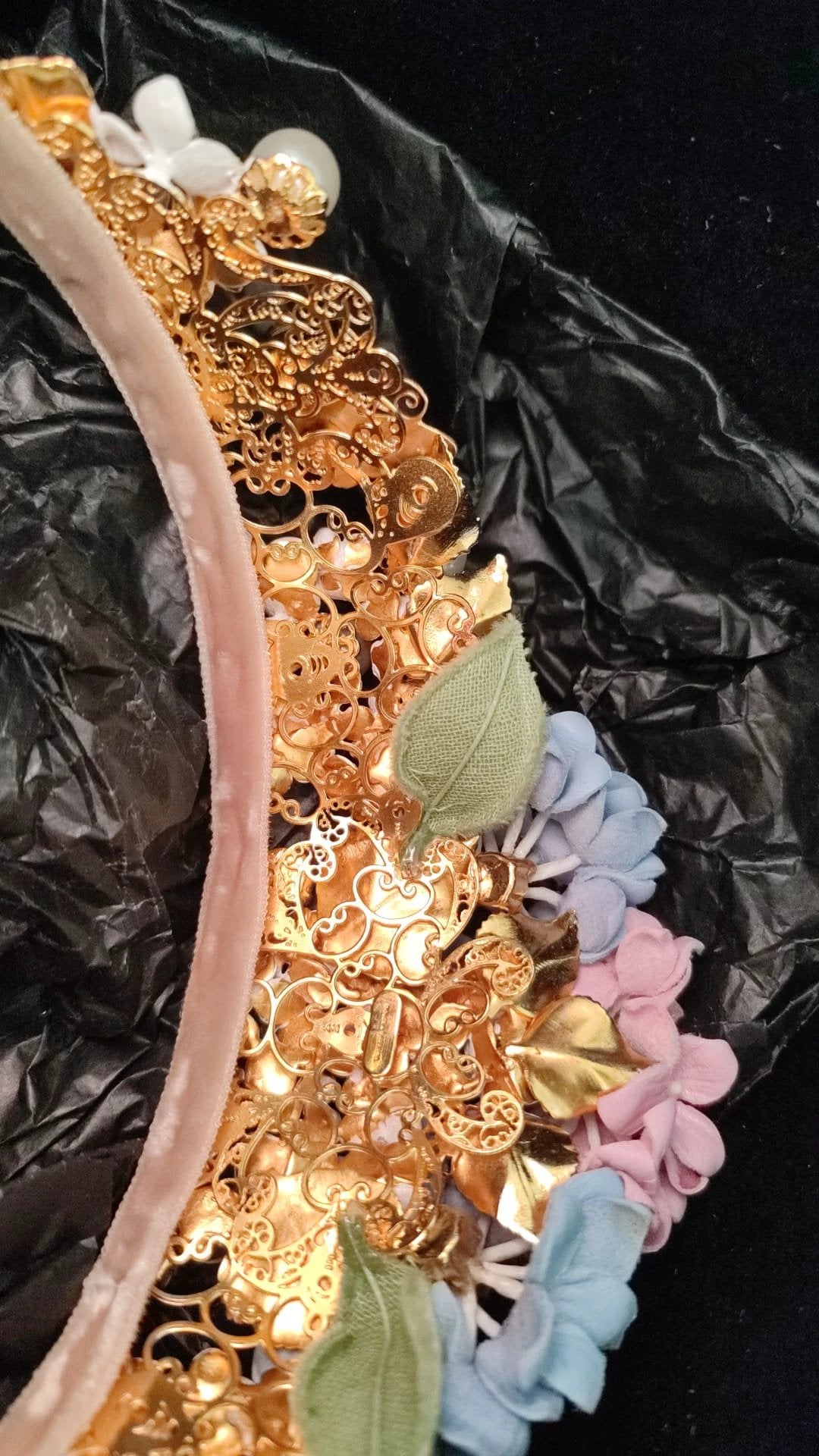 Dolce & Gabbana Gold Crystal Purple Hortensia Headband Crown Diadem by Dolce & Gabbana