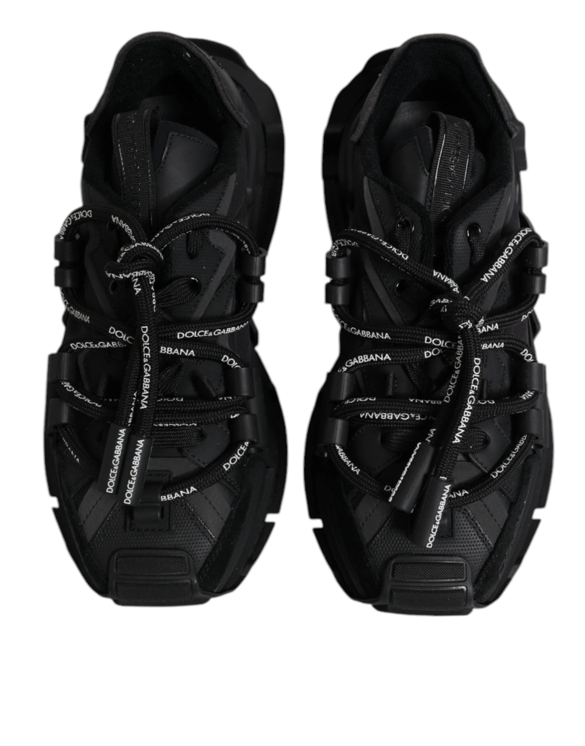 Dolce & Gabbana Black Low Top Space Lace Up Sneakers Shoes by Dolce & Gabbana