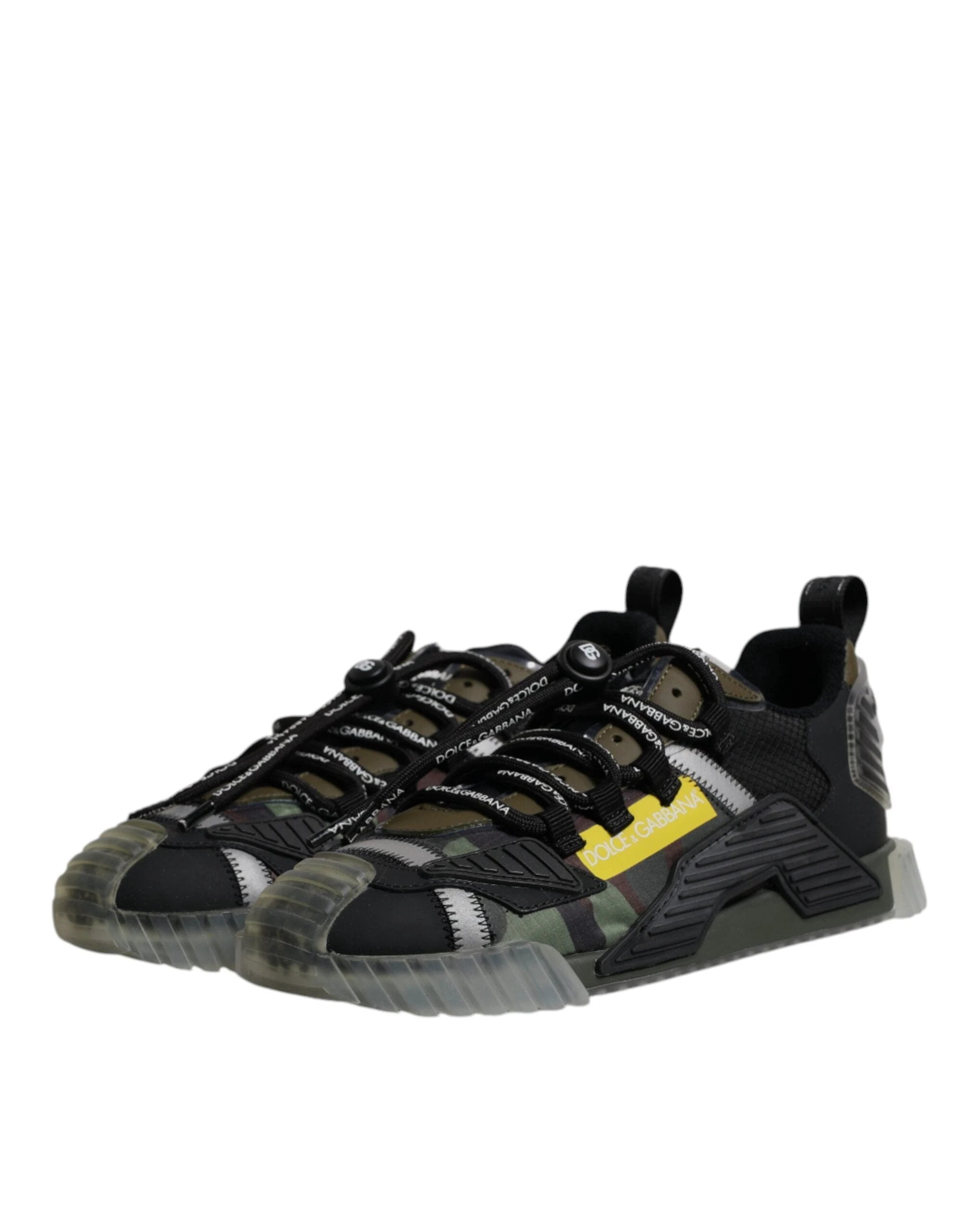 Dolce & Gabbana Black Green Camo NS1 Low Top Sneakers Shoes by Dolce & Gabbana