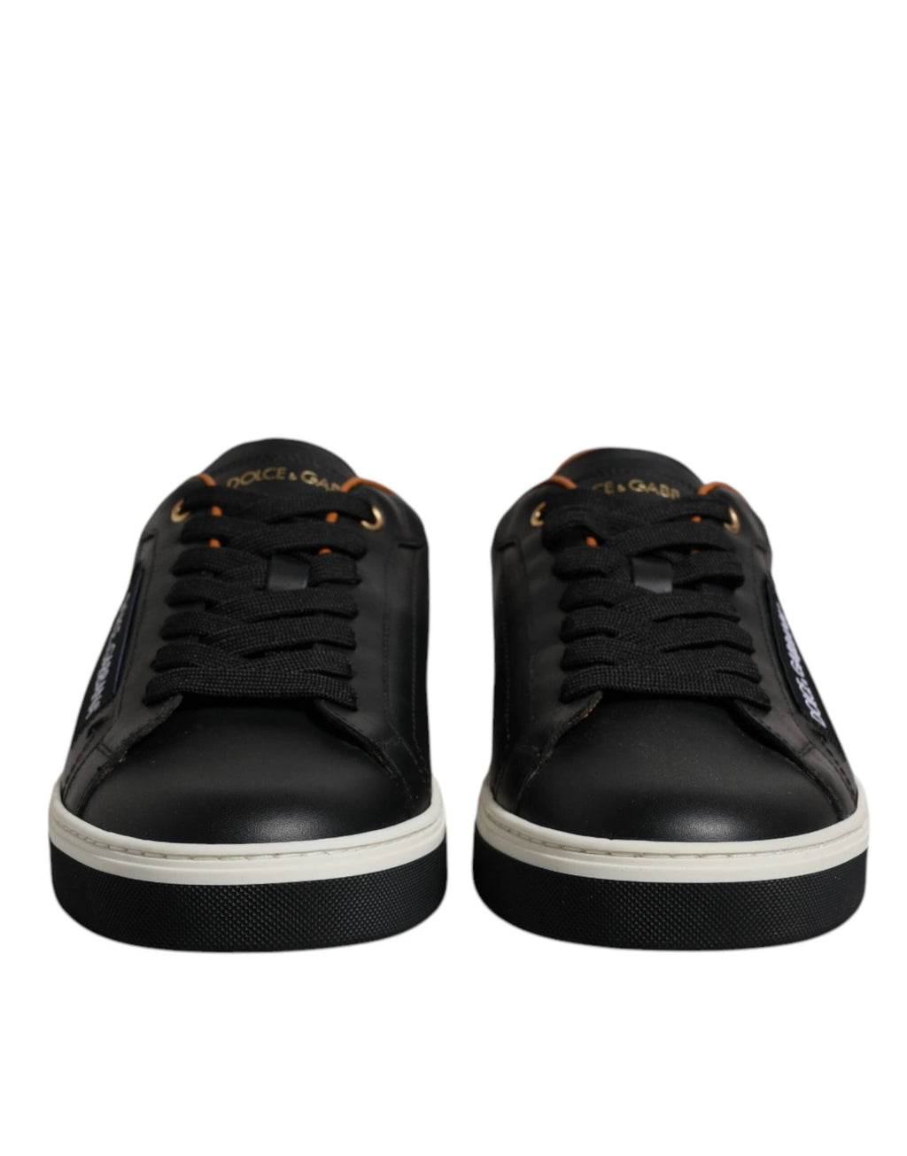 Dolce & Gabbana Black Leather Low Top Men Sneakers Shoes by Dolce & Gabbana