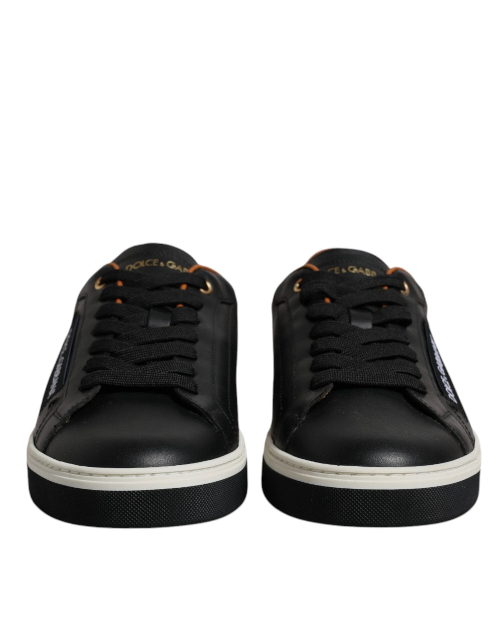Dolce & Gabbana Black Leather Low Top Men Sneakers Shoes by Dolce & Gabbana