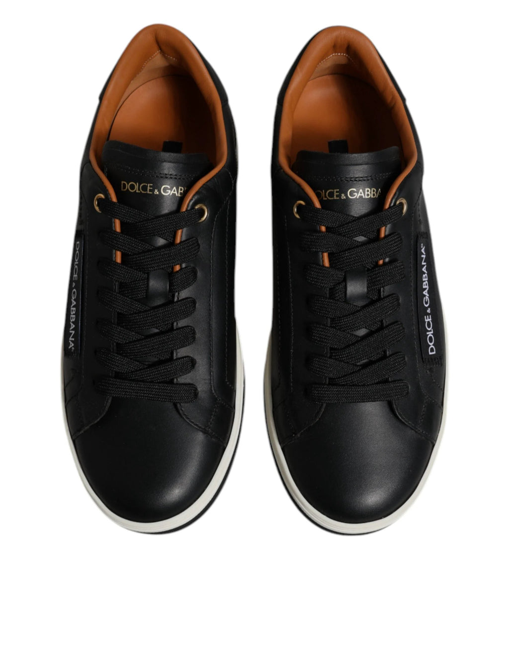 Dolce & Gabbana Black Leather Low Top Men Sneakers Shoes by Dolce & Gabbana