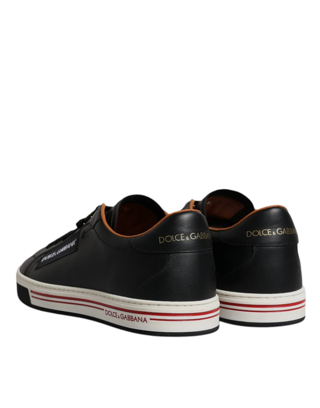 Dolce & Gabbana Black Leather Low Top Men Sneakers Shoes by Dolce & Gabbana