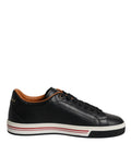 Dolce & Gabbana Black Leather Low Top Men Sneakers Shoes by Dolce & Gabbana