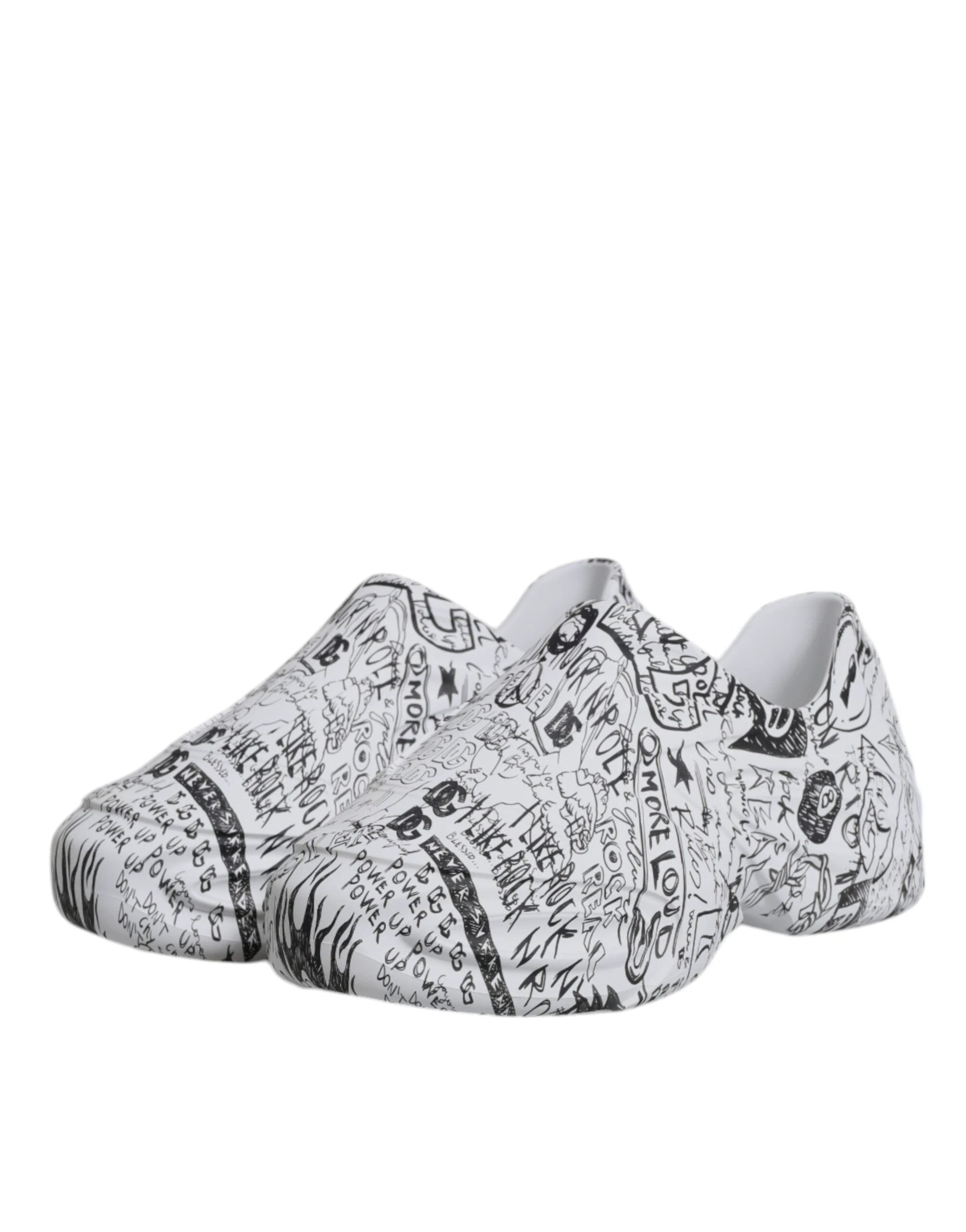 Dolce & Gabbana White Black Graffiti Daymaster Sneakers Shoes by Dolce & Gabbana