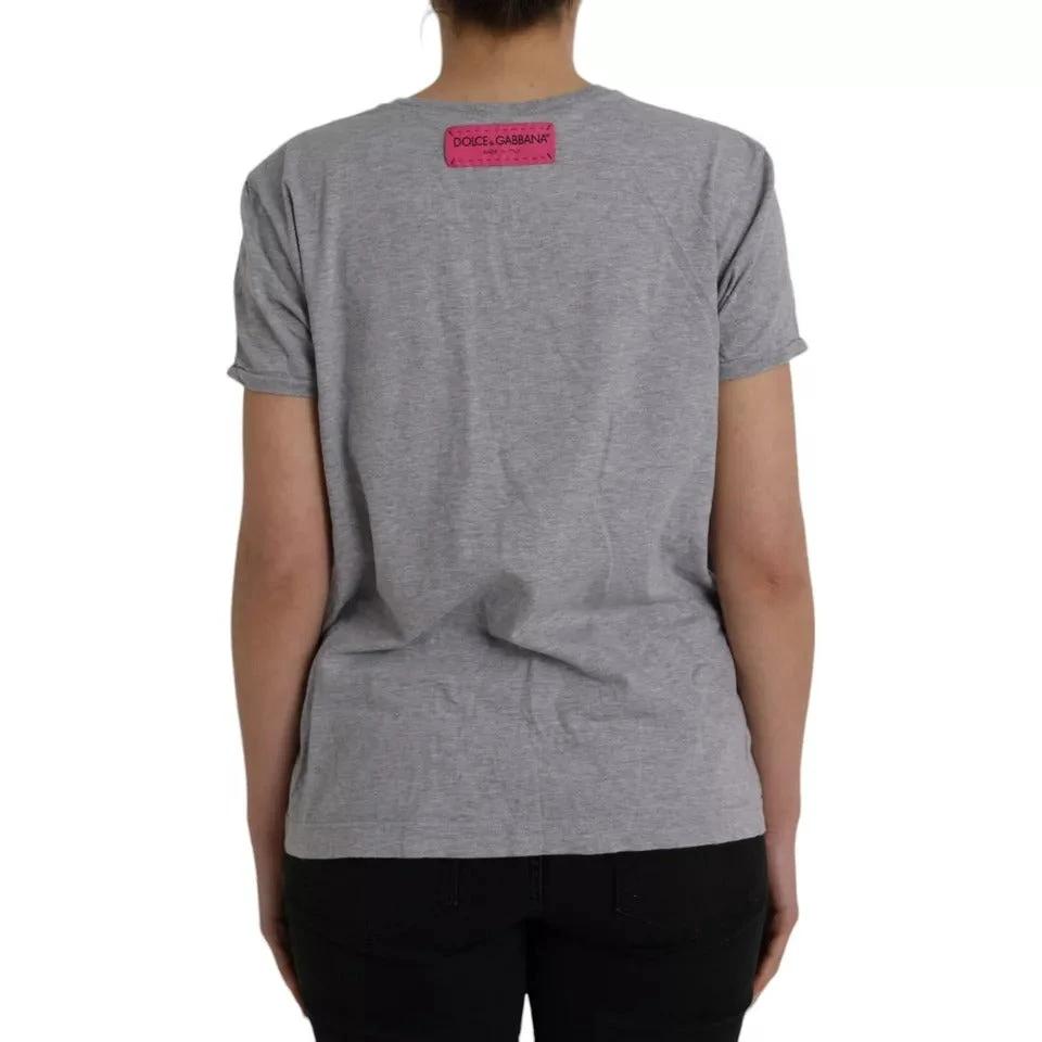 Dolce & Gabbana Gray Cotton L'Amore E'Bellezza Top T-shirt by Dolce & Gabbana