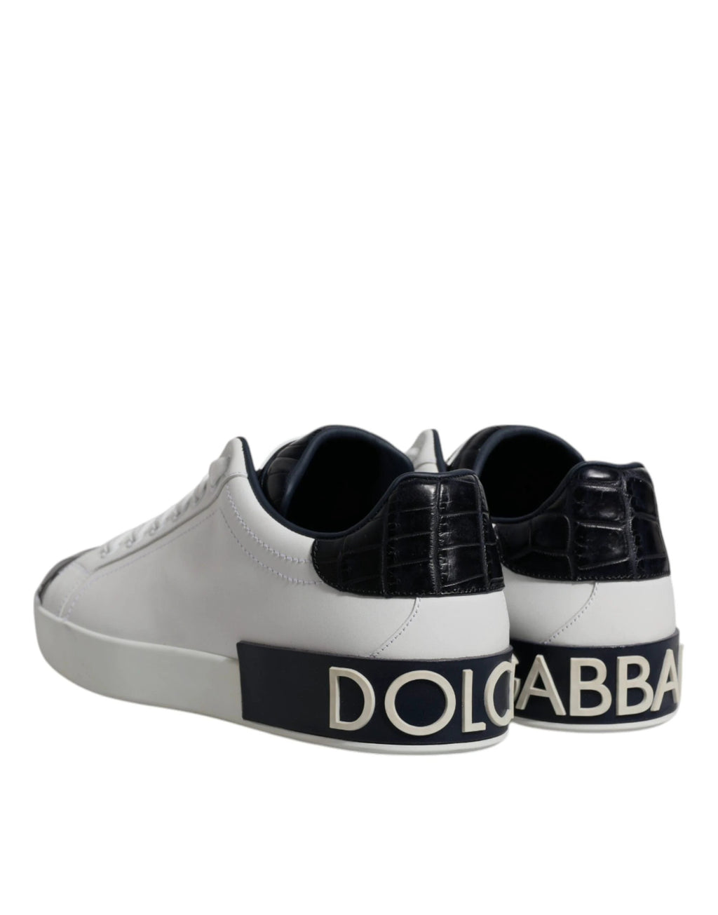 Dolce & Gabbana White Black Leather Portofino Sneakers Shoes by Dolce & Gabbana