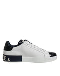 Dolce & Gabbana White Black Leather Portofino Sneakers Shoes by Dolce & Gabbana