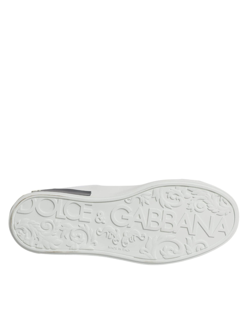 Dolce & Gabbana White Black Leather Portofino Sneakers Shoes by Dolce & Gabbana