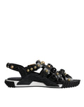 Dolce & Gabbana Black Leather Studded Slides Sandals Shoes by Dolce & Gabbana