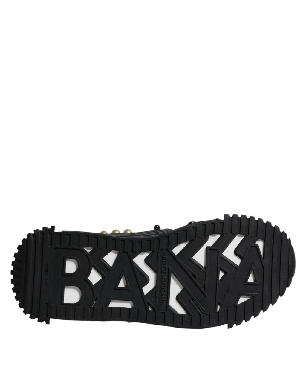 Dolce & Gabbana Black Leather Studded Slides Sandals Shoes by Dolce & Gabbana