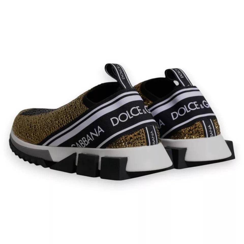 Dolce & Gabbana Gold Rhinestones Sorrento Sneakers Shoes by Dolce & Gabbana