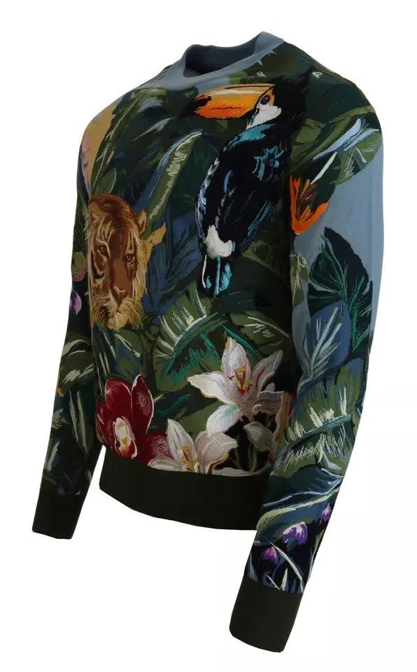 Dolce & Gabbana Jungle Wool Silk Pullover Logo Sweater by Dolce & Gabbana