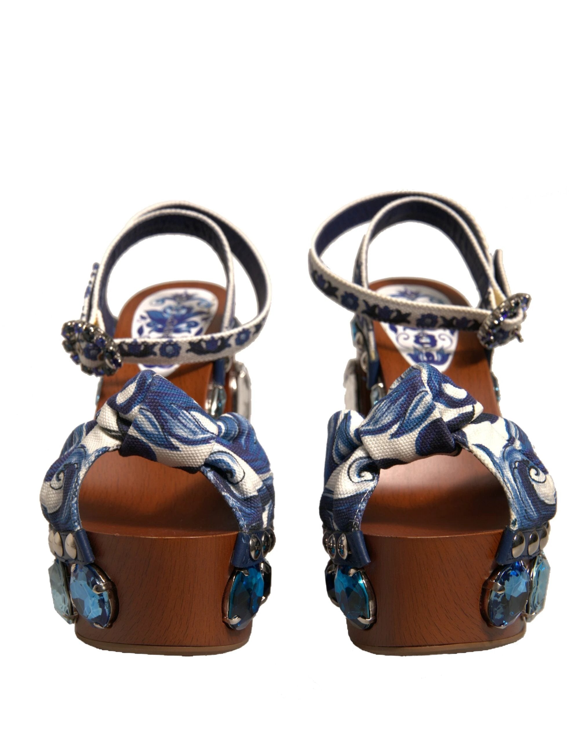 Dolce & Gabbana Multicolor Majolica Embellished Wedge Sandals Shoes by Dolce & Gabbana