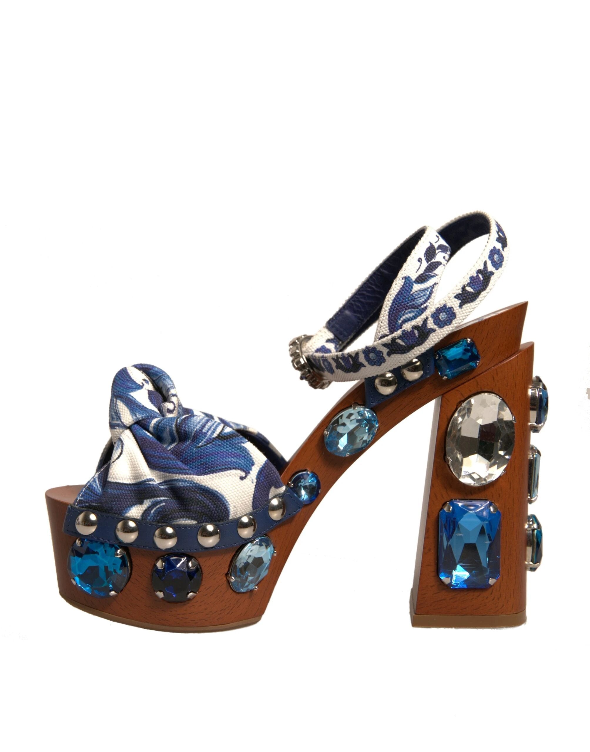 Dolce & Gabbana Multicolor Majolica Embellished Wedge Sandals Shoes by Dolce & Gabbana