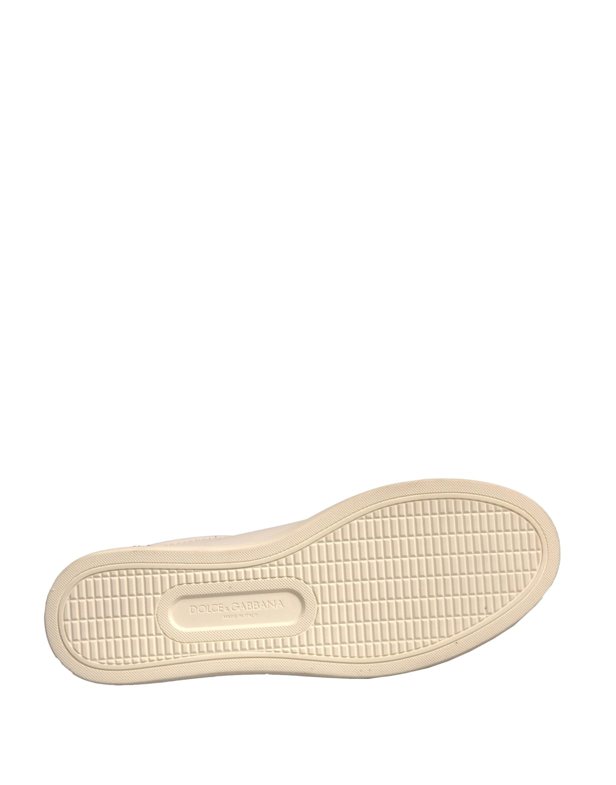 Dolce & Gabbana White Suede Leather Low Top Sneakers Shoes by Dolce & Gabbana
