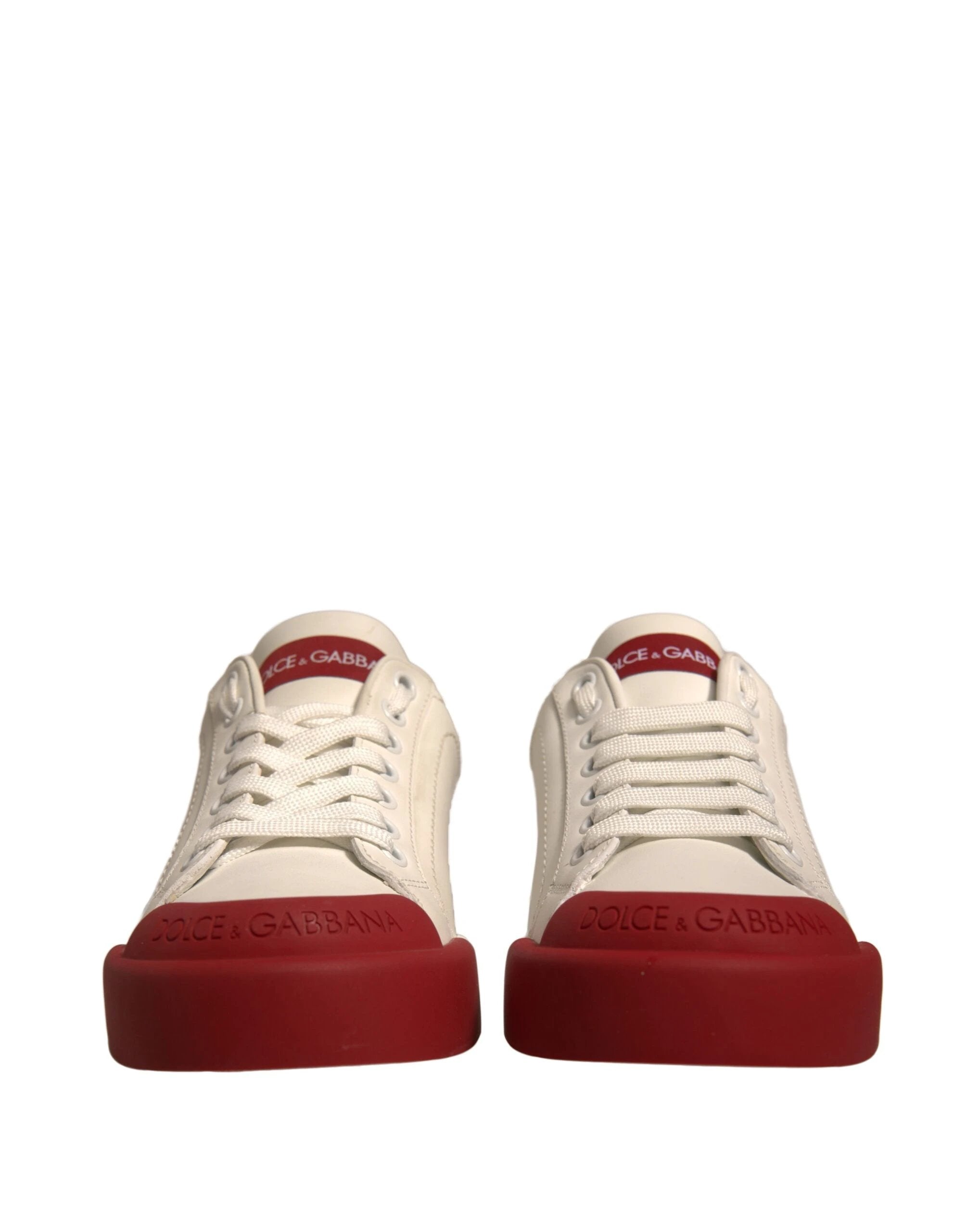 Dolce & Gabbana Shoes White Leather Logo Portofino Sneakers by Dolce & Gabbana