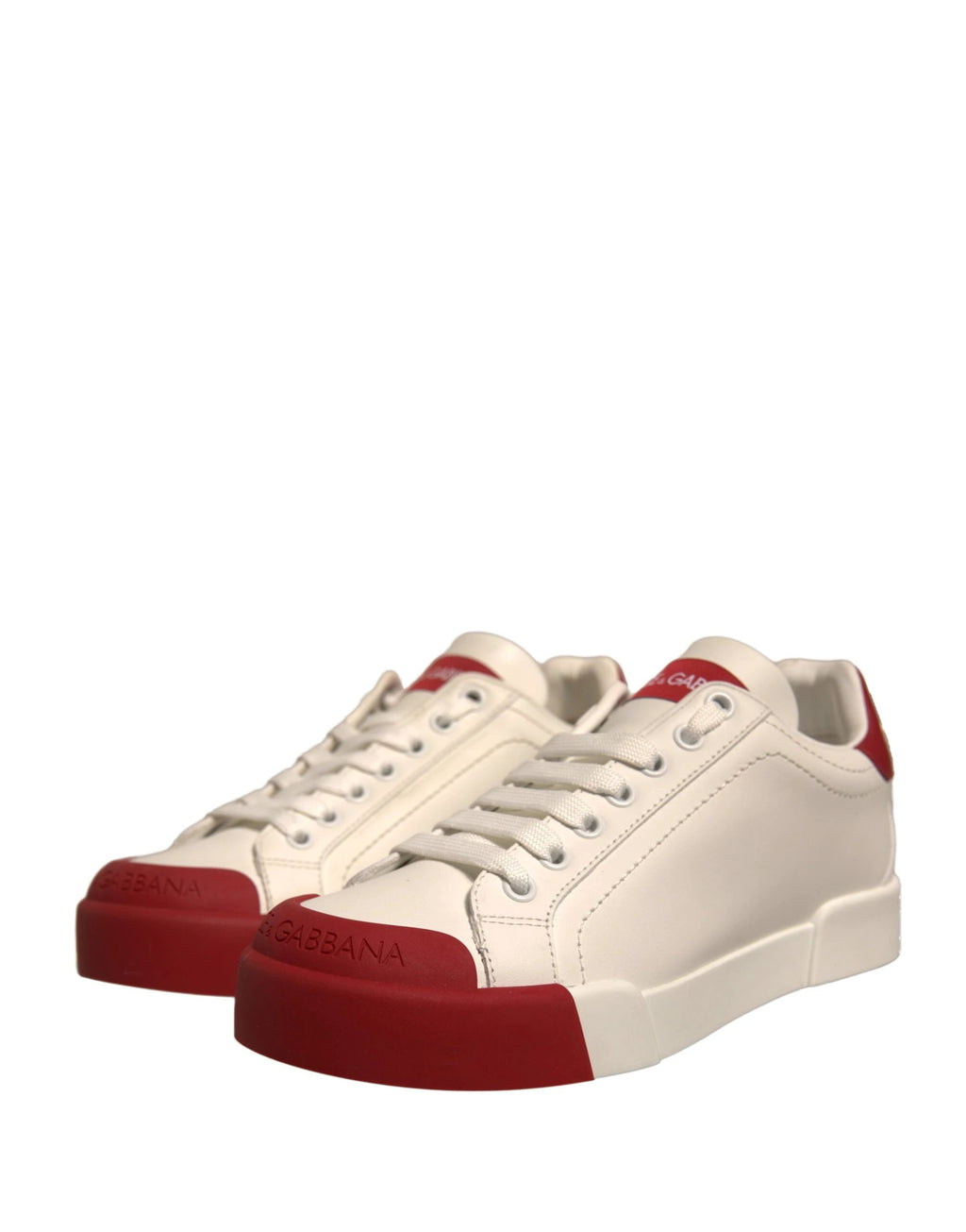 Dolce & Gabbana Shoes White Leather Logo Portofino Sneakers by Dolce & Gabbana