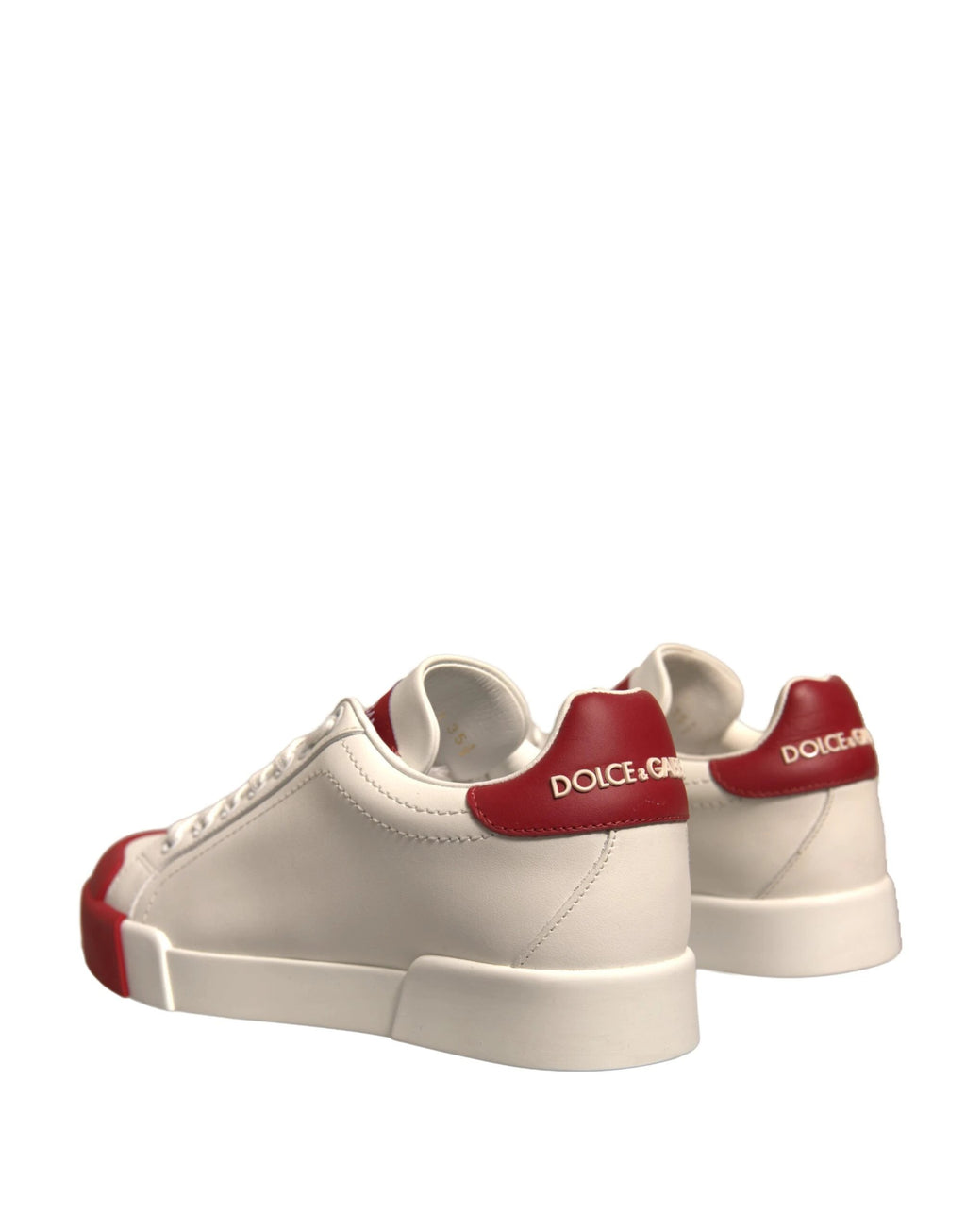 Dolce & Gabbana Shoes White Leather Logo Portofino Sneakers by Dolce & Gabbana