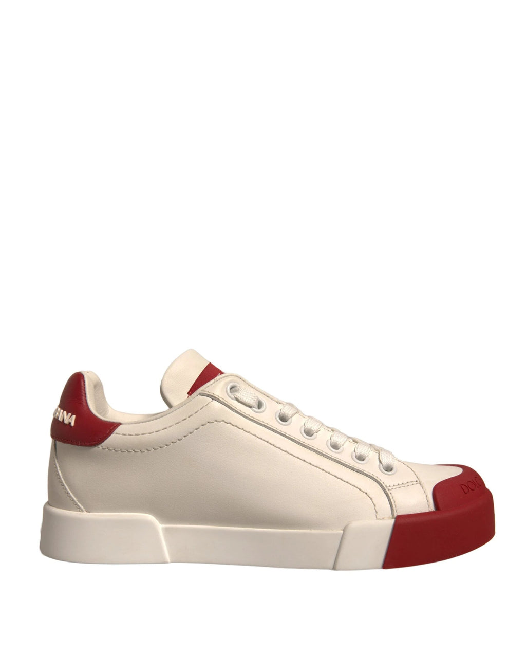 Dolce & Gabbana Shoes White Leather Logo Portofino Sneakers by Dolce & Gabbana