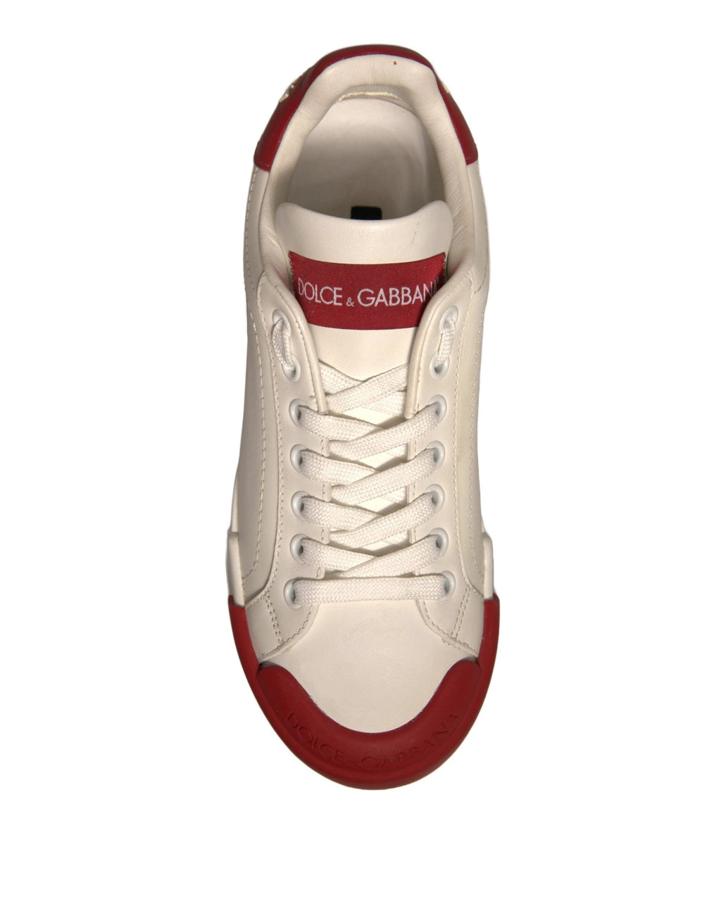 Dolce & Gabbana Shoes White Leather Logo Portofino Sneakers by Dolce & Gabbana
