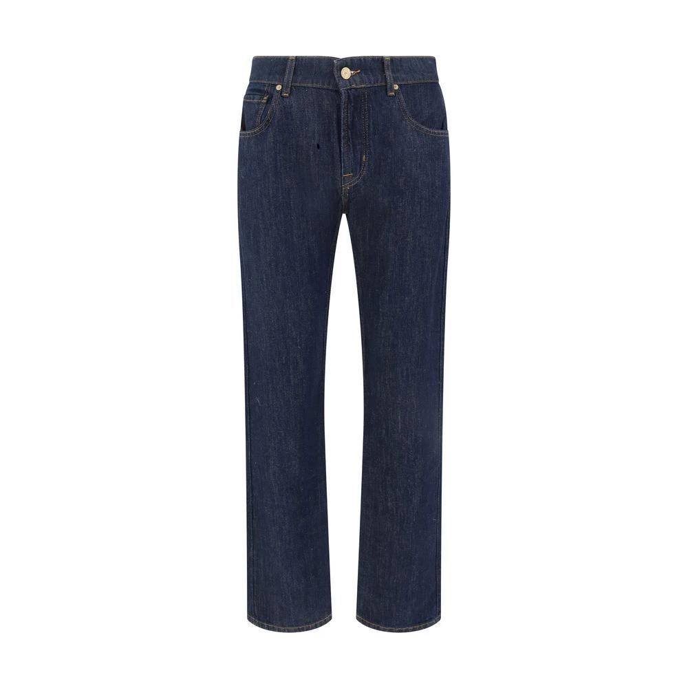 7FOR Blue Cotton Straight-Leg Jeans