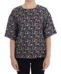 Dolce & Gabbana Gray Gold Key Print Silk Blouse T-shirt by Dolce & Gabbana