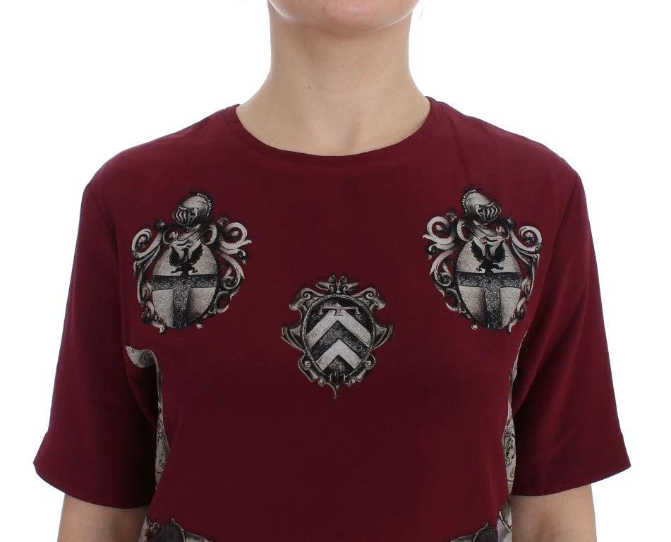 Dolce & Gabbana Red Knight Print Silk Blouse T-shirt by Dolce & Gabbana