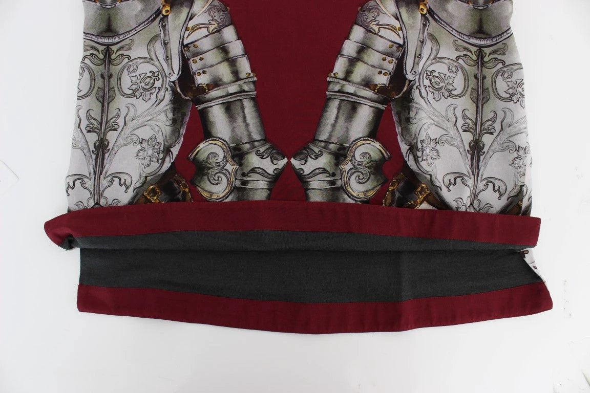 Dolce & Gabbana Red Knight Print Silk Blouse T-shirt by Dolce & Gabbana