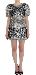 Robe Dolce &amp; Gabbana en cristal argenté, défilé faite main