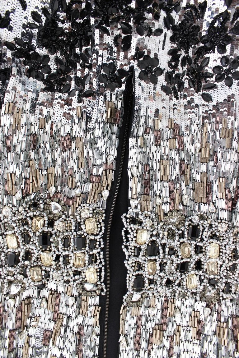 Robe Dolce &amp; Gabbana en cristal argenté, défilé faite main