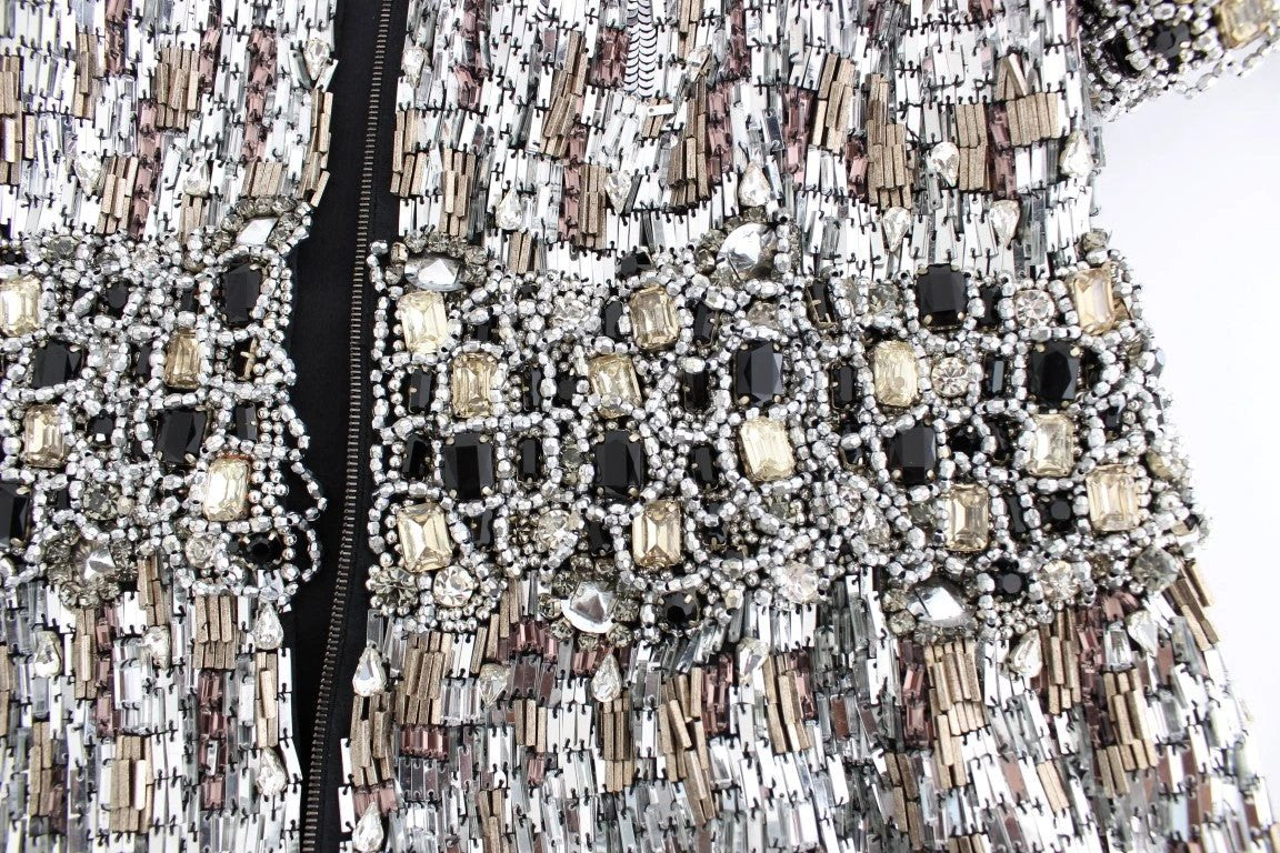 Robe Dolce &amp; Gabbana en cristal argenté, défilé faite main