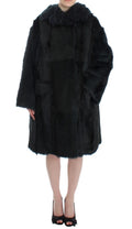 Dolce & Gabbana Black Goat Fur Shearling Long Jacket Coat by Dolce & Gabbana