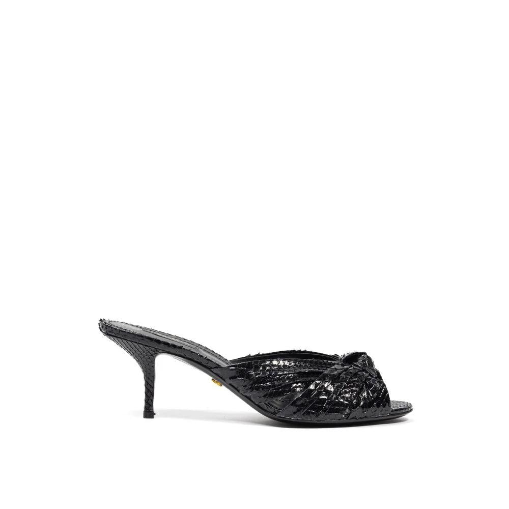 Dolce & Gabbana Black Snake Skin Platform Sandals by Dolce & Gabbana