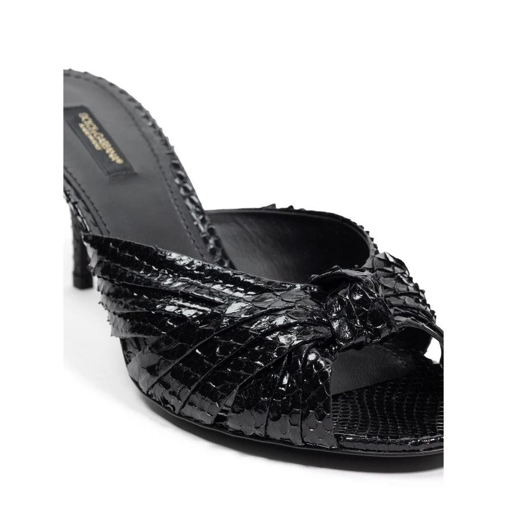 Dolce & Gabbana Black Snake Skin Platform Sandals by Dolce & Gabbana