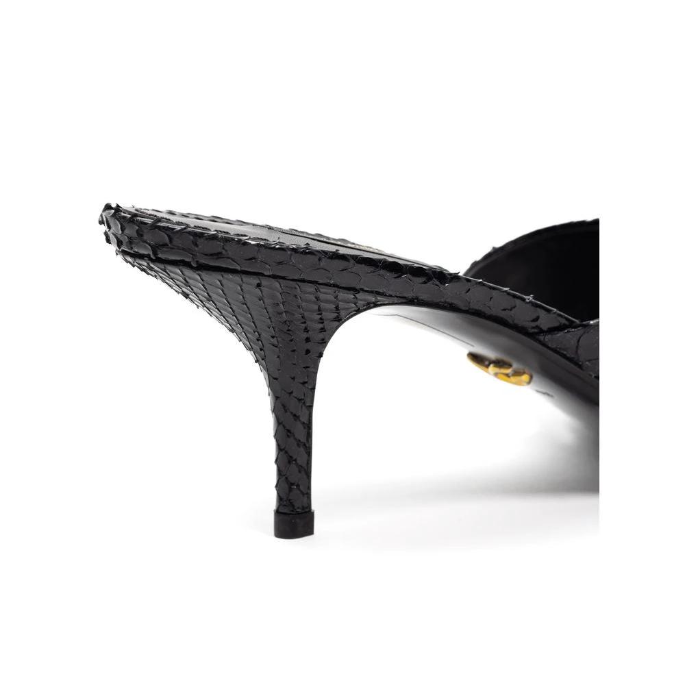 Dolce & Gabbana Black Snake Skin Platform Sandals by Dolce & Gabbana