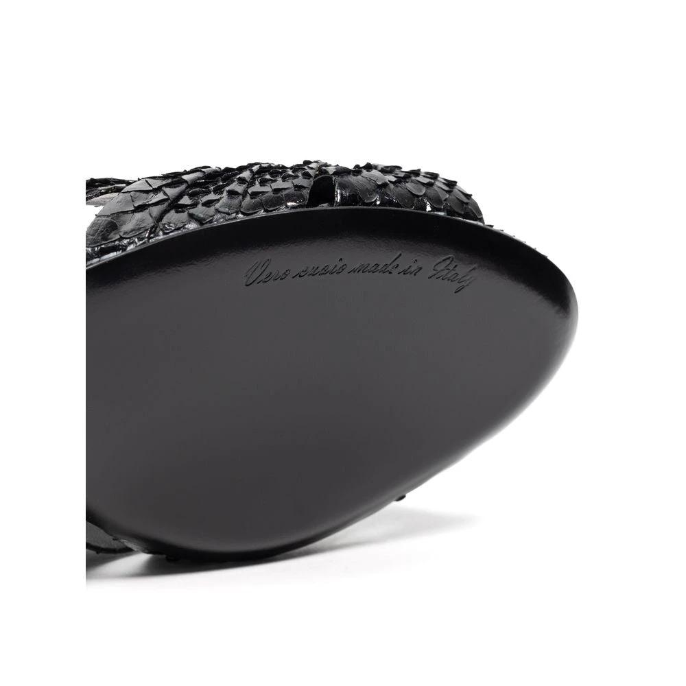 Dolce & Gabbana Black Snake Skin Platform Sandals by Dolce & Gabbana