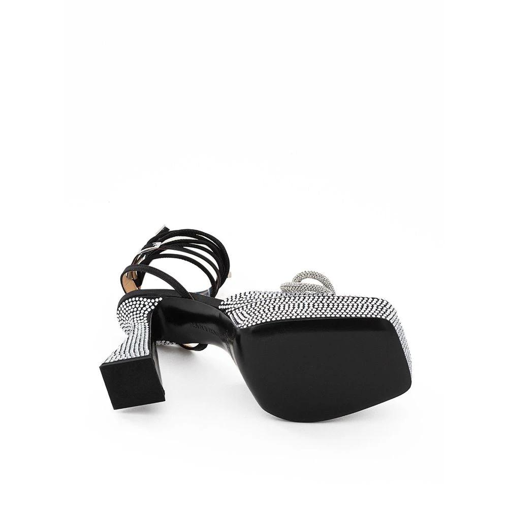 MACH & MACH Black Leather Stiletto Heel Sandals by MACH & MACH