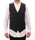 Dolce & Gabbana Gray Striped Wool Single Breasted Vest by Dolce & Gabbana