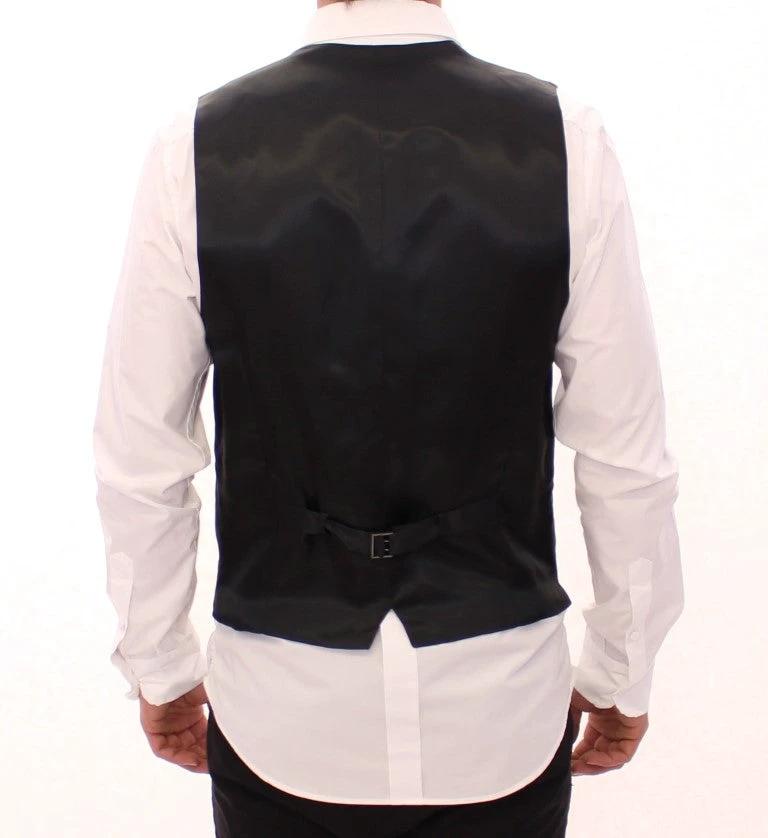 Dolce & Gabbana Gray Striped Wool Single Breasted Vest by Dolce & Gabbana