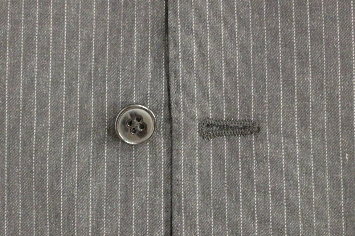 Dolce & Gabbana Gray Striped Wool Single Breasted Vest by Dolce & Gabbana