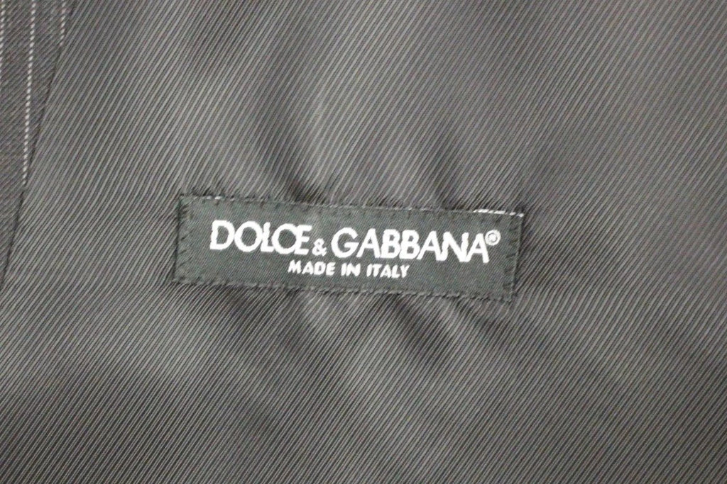 Dolce & Gabbana Gray Striped Wool Single Breasted Vest by Dolce & Gabbana