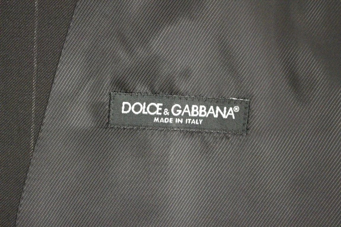 Dolce & Gabbana Black Striped Wool Logo Vest by Dolce & Gabbana