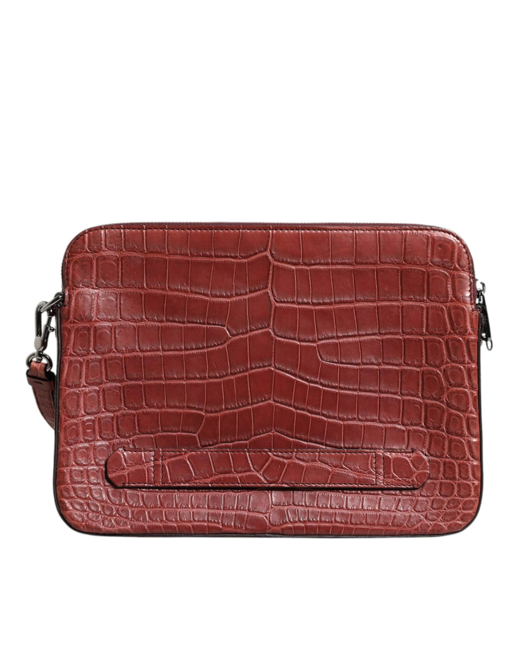 Dolce & Gabbana Bordeaux Croc Leather Logo Plaque Men Briefcase Bag by Dolce & Gabbana