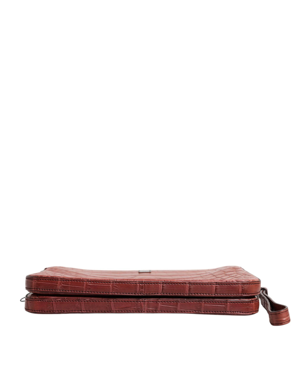 Dolce & Gabbana Bordeaux Croc Leather Logo Plaque Men Briefcase Bag by Dolce & Gabbana