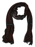 Costume National Black Red Viscose Foulard Branded Scarf by Costume National